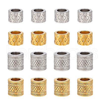 Unicraftale 16Pcs 4 Styles Ion Plating(IP) 304 Stainless Steel European Beads STAS-UN0061-08-1