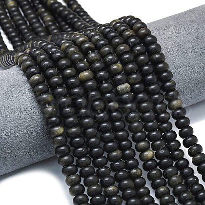 Natural Golden Sheen Obsidian Beads Strands G-P575-A29-8x5mm-1