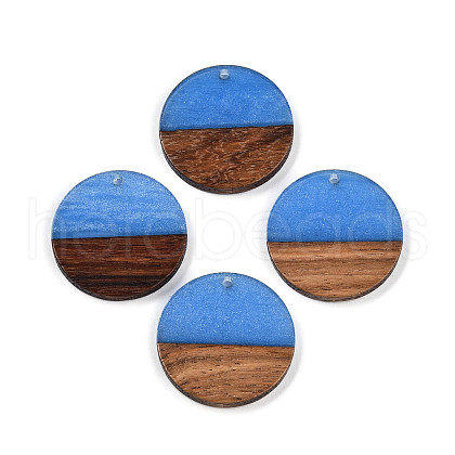 Opaque Resin & Walnut Wood Pendants RESI-S389-025A-C01-1