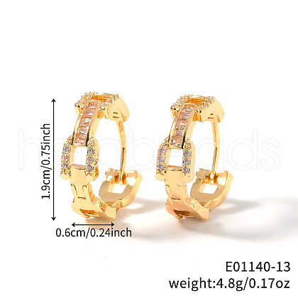 Fashionable Brass Cubic Zirconia Ring Hoop Earrings DR3389-11-1