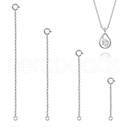 Anti-Tarnish Globleland 4Pcs 4 Styles Sterling Silver Cable Chain Extender STER-GL0001-03-1