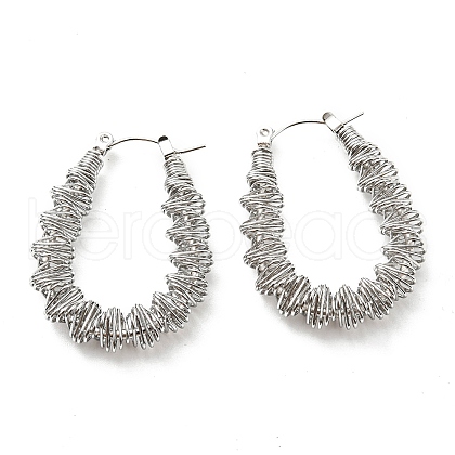 Non-Tarnish 304 Stainless Steel Teardrop Hoop Earrings EJEW-B023-09P-1