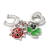 Rack Plating Alloy Emerald Rhinestone European Dangle Charms PALLOY-S189-24P-2