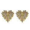 Heart Brass Micro Pave Clear Cubic Zirconia Stud Earrings EJEW-G433-02G-4