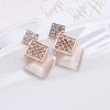 Rhombus Alloy & Cat Eye & Rhinestone Pendant Necklace & Stud Dangle Earring Sets FS-WGCC3FD-01-3