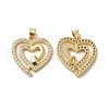 Rack Plating Brass Micro Pave Clear Cubic Zirconia Pendants KK-F853-15G-1