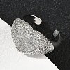 Heart Brass Micro Pave Cubic Zirconia Cuff Rings for Women RJEW-A069-11P-5