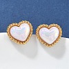 304 Stainless Steel Shell Heart Stud Earrings for Women EJEW-Z095-02G-1