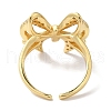 Bowknot Brass Micro Pave Clear Cubic Zirconia Open Cuff Rings for Women RJEW-C098-11G-3