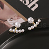Alloy Plastic Imitation Pearl Tassel Stud Earrings FS-WG56450-01-1
