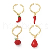 Brass Enamel Open Cuff Rings for Women RJEW-U057-04G-4