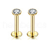 Flat Round Stainless Steel Clear Cubic Zirconia Internally Threaded Labrets WG955BE-06-1