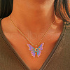 Alloy Enamel Butterfly Pendant Necklaces for Women WG304A4-08-1