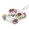 Skull with Flower Acrylic Pendant Decoration RJEW-E007-03P-08-4