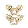 Brass Micro Pave Cubic Zirconia Open 2-Loop Pendants ZIRC-I063-28G-2