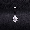 316L Surgical Stainless Steel Micro Pave Clear Cubic Zirconia Curved Barbell Belly Rings WGD8A79-05-1