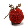 Christmas Themed Plush & Wood Deer Ball Pendant Decoration HJEW-E008-01B-2