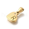 304 Stainless Steel Heart Pendants with Rhinestone STAS-Z103-01G-18-2