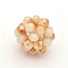 Electroplate Rondelle Imitation Jade Glass Crystal Round Woven Beads GLAA-A034-4mm-E-2