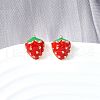 Strawberry Brass Stud Earrings EJEW-V011-04G-1