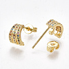 Brass Micro Pave Cubic Zirconia Ear Studs EJEW-S201-101-2