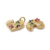 Heart Brass Micro Pave Colorful Cubic Zirconia Pendants KK-G406-39G-3