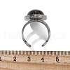 Oval Natural Black Agate Finger Rings RJEW-M062-02P-03-3