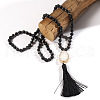Bohemian Oval Natural Druzy Agate Tassel Pendant Necklaces FS-WGAFDEB-02-2