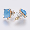 Faceted Glass Stud Earring Findings GLAA-F084-C06-2