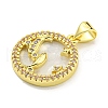 Brass Micro Pave Clear Cubic Zirconia Pendants KK-K354-04G-12-2