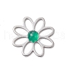 201 Stainless Steel Pave Gemstone Flower Cabochons PALLOY-JF03492-3