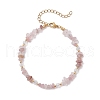 Natural Rose Quartz Chip Beaded Bracelets for Women BJEW-JB11742-11-2