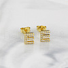 Brass Clear Cubic Zirconia Stud Earrings WGC2A80-05-1