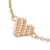 Glass Seed Beads Heart Link Bracelets BJEW-MZ00093-03-3