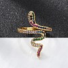 Brass Micro Pave Cubic Zirconia Cuff Rings RJEW-S044-049-1
