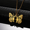 304 Stainless Steel Butterfly Initial Pendant Necklaces WG80197-08-1