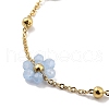 Glass and ABS Plastic Flower Link Chain Necklaces NJEW-H041-05G-02-2