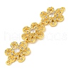 Brass Pave Clear Cubic Zirconia Three Flower Links Connector Charms KK-P277-61G-2