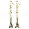 Alloy Enamel Eiffel Tower Dangle Earrings with Imitation Pearl Beaded EJEW-JE05422-04-1