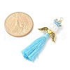 Glass Pearl Round Beaded with Polycotton Tassel Big Pendants PALLOY-MZ00611-05-4