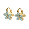 Flower Brass Enamel Hoop Earrings EJEW-P308-08G-2