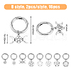 16Pcs 8 Style Pentacle & Triple Moon & Star of David Alloy Shoe Charms HJEW-AB00638-2