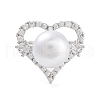 Heart Brass Micro Pave Clear Cubic Zirconia Open Cuff Ring for Women RJEW-C102-03P-2