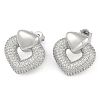 Heart Clear Cubic Zirconia Stud Earrings EJEW-Q387-03P-1