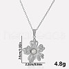 French Style 304 Stainless Steel Pave Natural Pearl Flower Pendant Necklaces OO0634-1-1