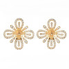 Brass Micro Pave Clear Cubic Zirconia Stud Earrings Findings KK-T062-78G-NF-1