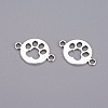 Tibetan Style Flat Round with Dog  Paw Print Alloy Links connectors X-TIBE-Q045-04AS-RS-2