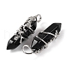 Natural Obsidian Double Terminal Pointed Pendants G-C144-03P-11-2