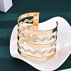 Wave Iron Cuff Bangles for Women BJEW-G741-04KCG-1