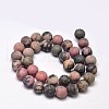 Frosted Natural Rhodonite Round Bead Strands G-F266-13-10mm-2